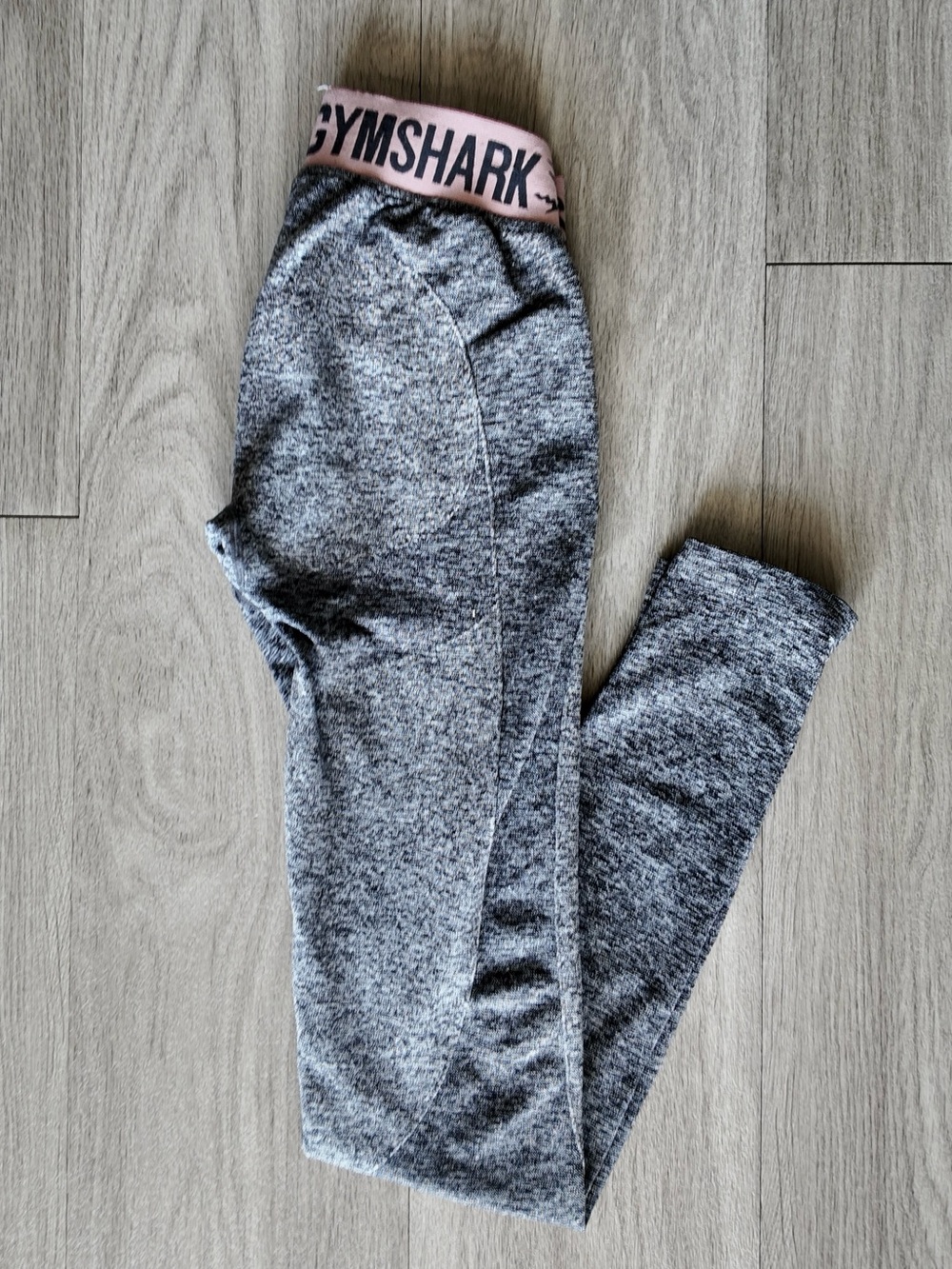 Gymshark Grey Marl Leggings with Pink Branded Waistband